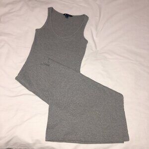 French Connection gray ribbed maxi dress size medium ribbed knit with slit.